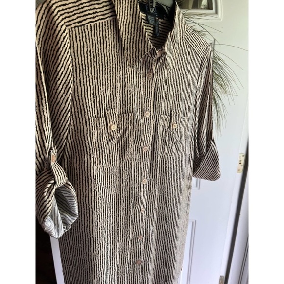 FDJ FRENCH DRESSING JEAN Women Black Beige Stripe Button Front Top Blouse - Picture 3 of 13